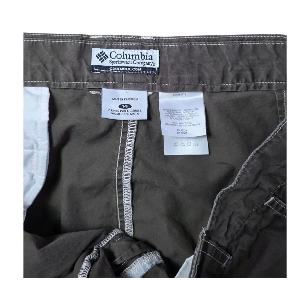 Columbia Sportswear Brown Cargo Crop Pants Womens Size 14 Capri Camping Hiking - Picture 3 of 5